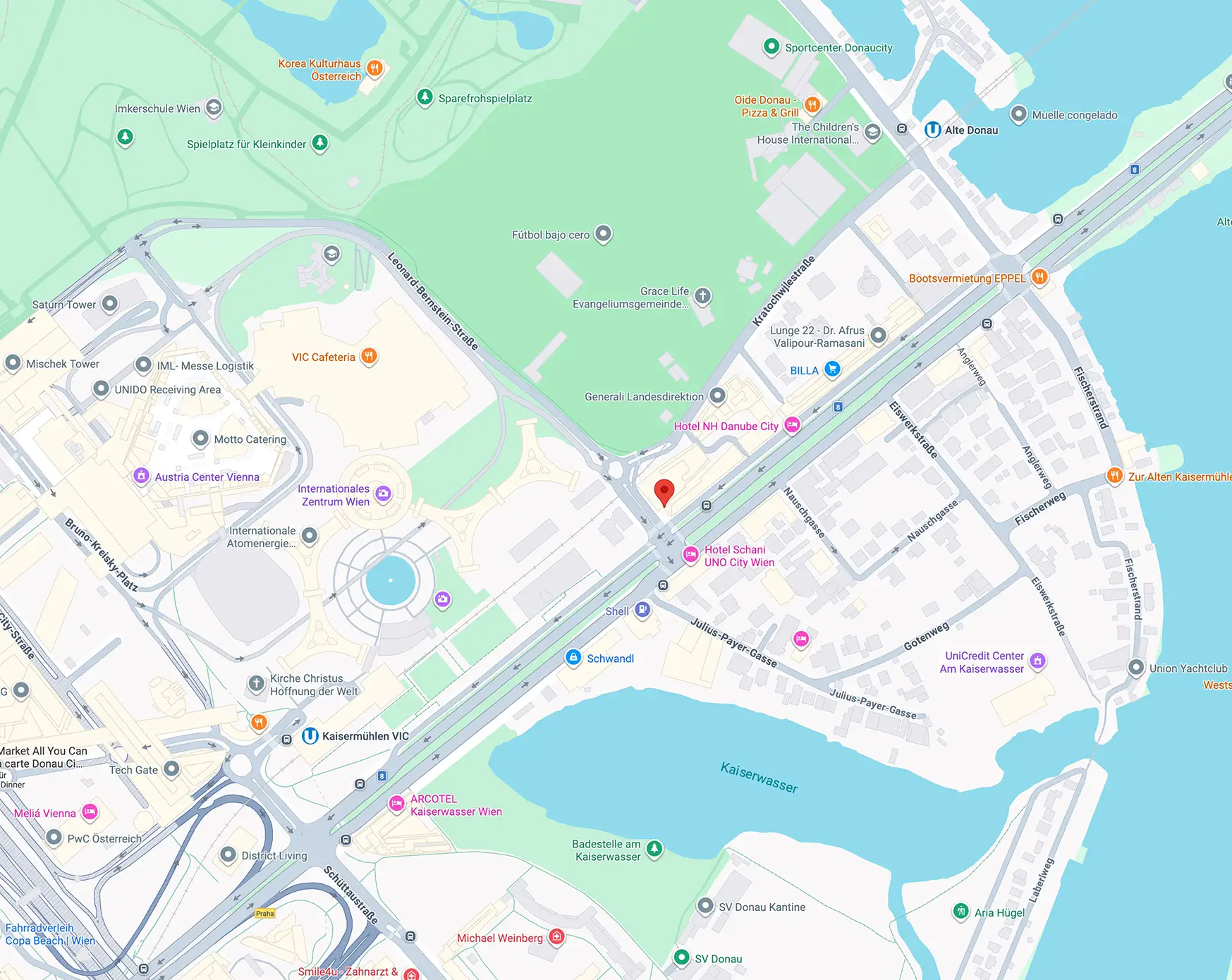Google Maps preview: IZD-Tower, Wagramer Straße 19, 1220 Vienna